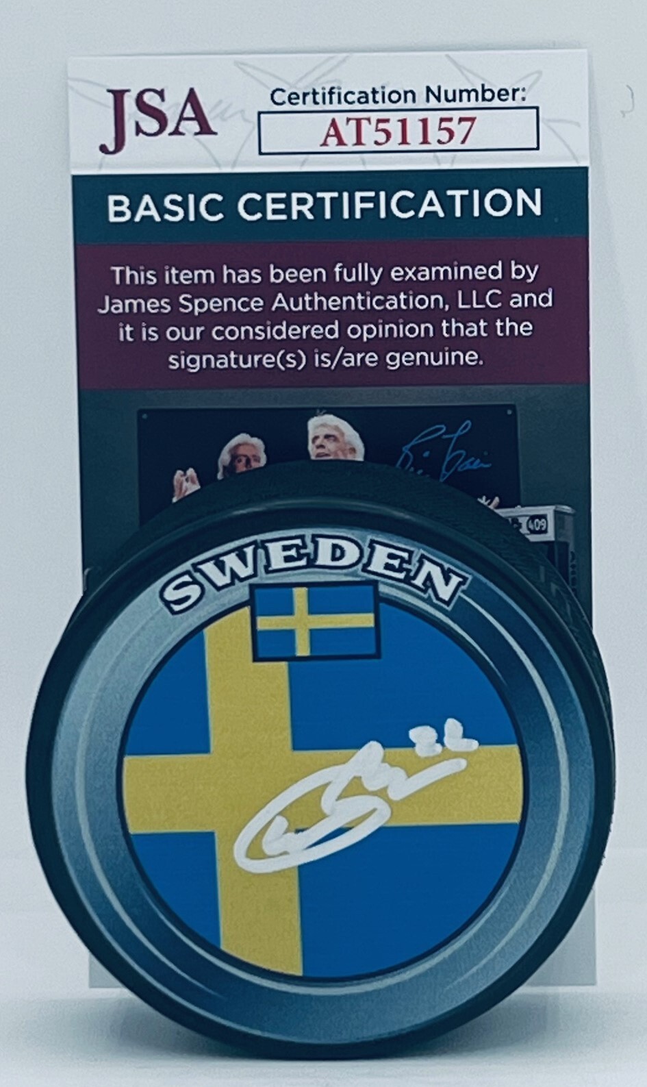 William Wallinder Detroit Red Wings signed Sweden Puck autographed JSA