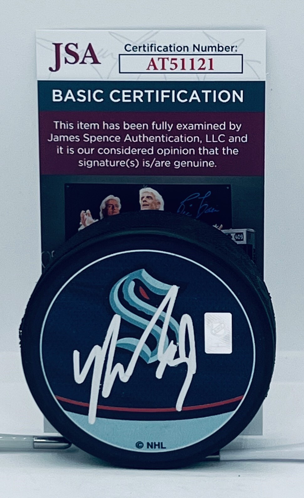 YANNI GOURDE SIGNED SEATTLE KRAKEN REVERSE RETRO PUCK AUTOGRAPHED JSA COLLECTIBLE MEMORABILIA