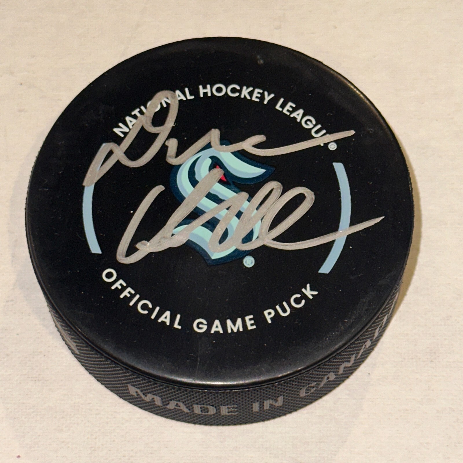 DAVE HAKSTOL Signed Seattle KRAKEN Official GAME Puck Beckett BAS