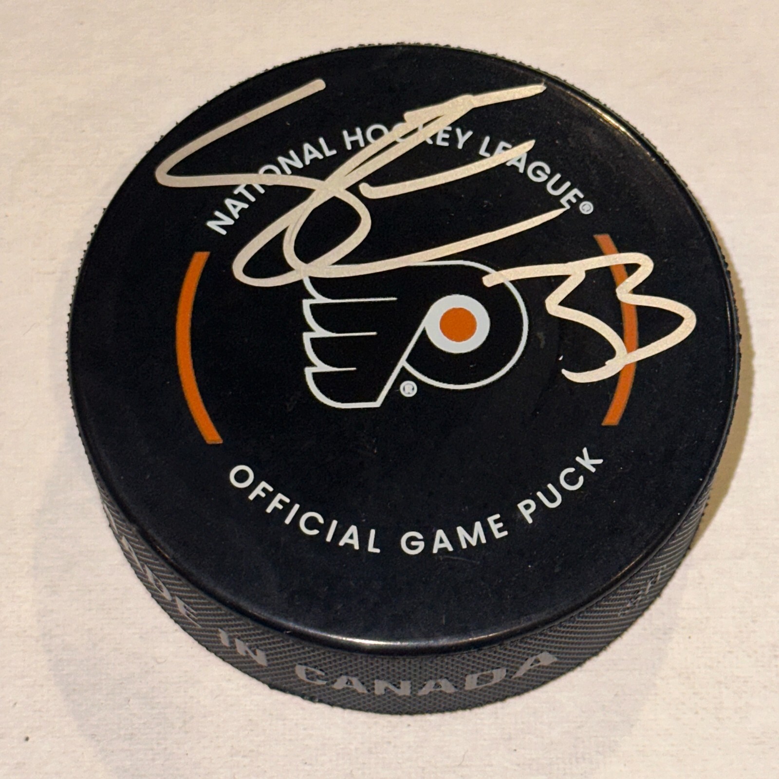 SAMUEL ERSSON Signed Philadelphia FLYERS Official GAME Puck Beckett (BAS)