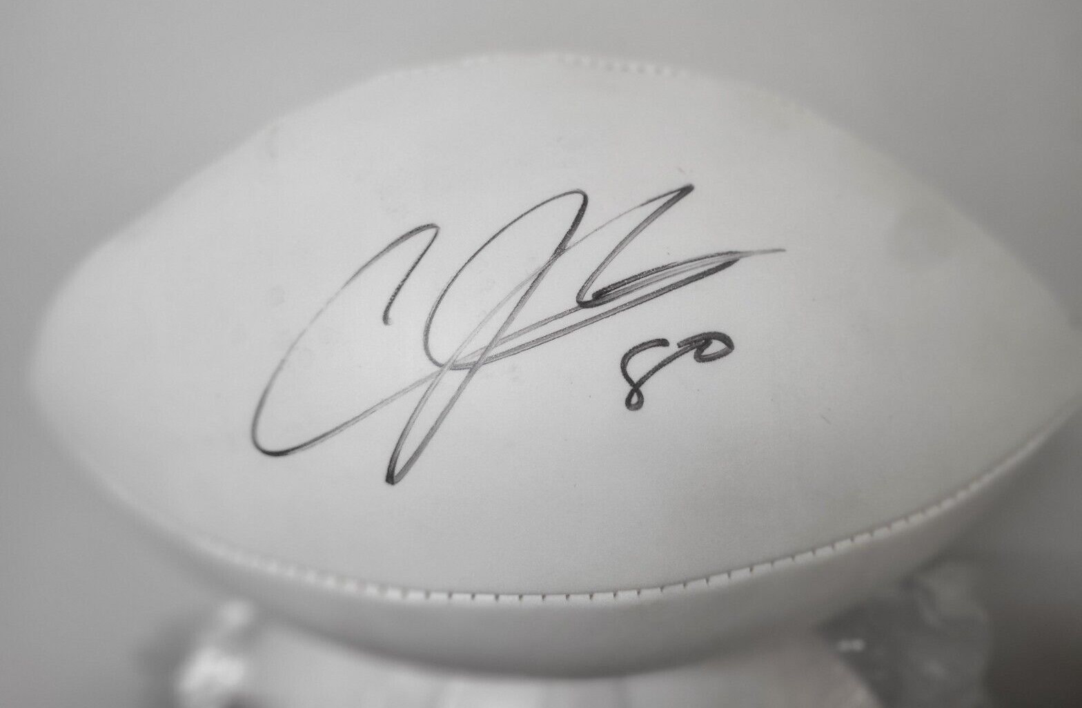 ANDRE JOHNSON HOUSTON TEXANS SIGNED AUTOGRAPHED WILSON WHITE PANEL FOOTBALL COA