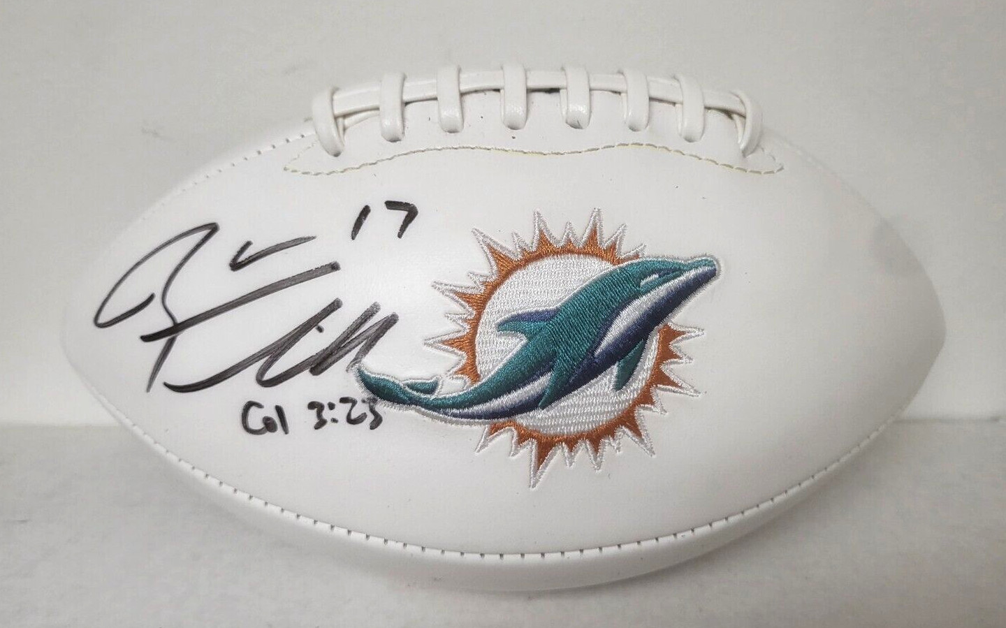 RYAN TANNEHILL MIAMI DOLPHINS SIGNED AUTOGRAPHED WHITE PANEL FOOTBALL JSA