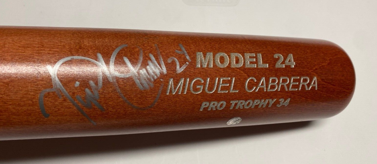 MIGUEL CABRERA MARLINS/TIGERS SIGNED AUTOGRAPHED MODEL 24 PRO TROPHY 34 BAT MLB