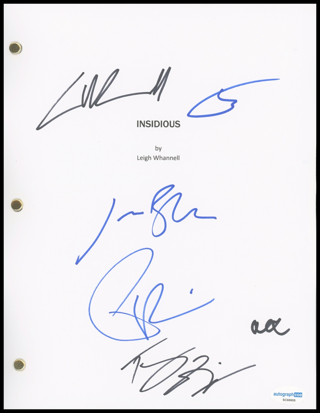 “INSIDIOUS” AUTOGRAPHS SIGNED FULL SCRIPT SCREENPLAY – LEIGH WHANNELL +5 B ACOA COLLECTIBLE MEMORABILIA