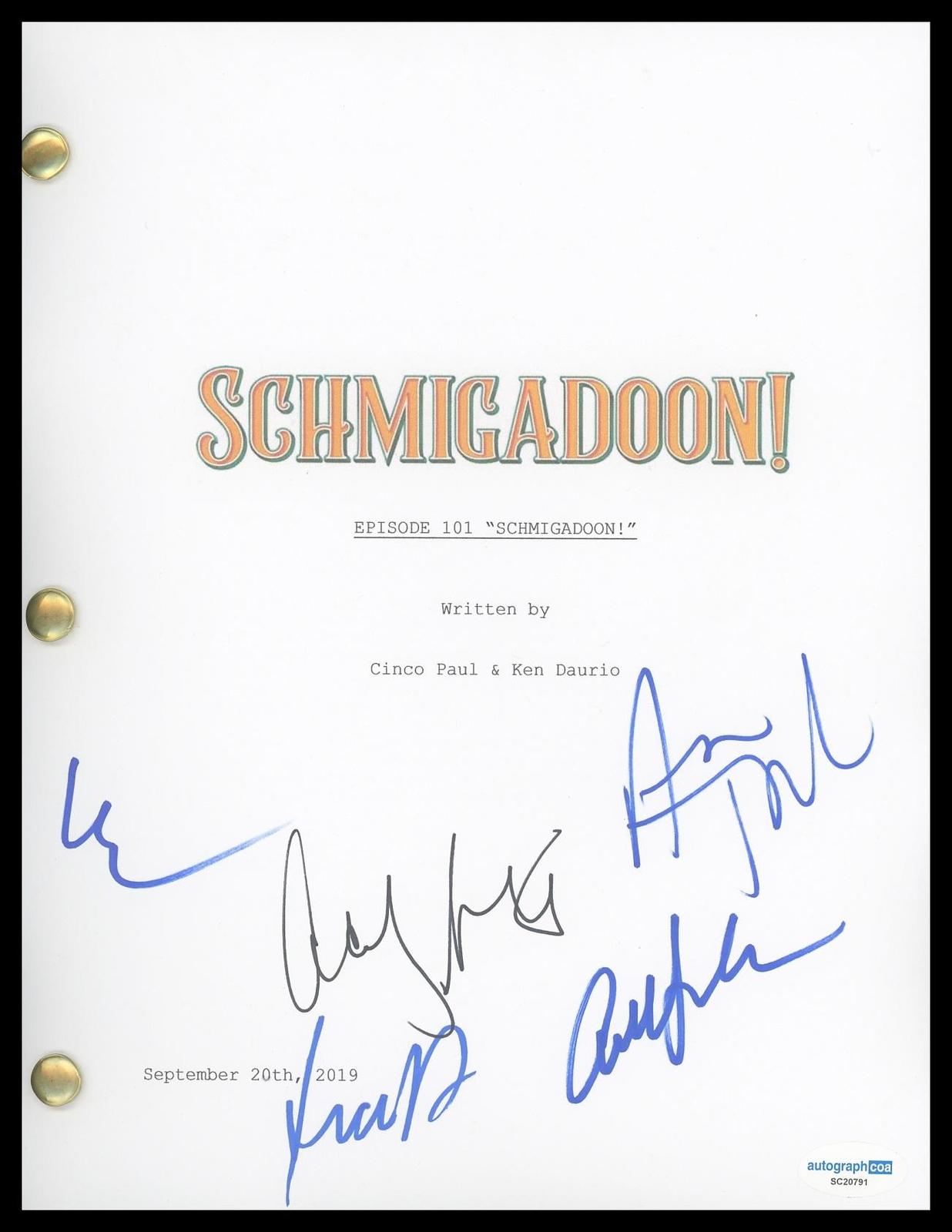 “SCHMIGADOON!” AUTOGRAPHS SIGNED PILOT EPISODE SCRIPT – CECILY STRONG +4 ACOA COLLECTIBLE MEMORABILIA