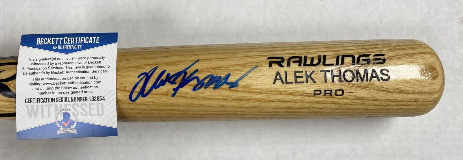 ALEK THOMAS ARIZONA DIAMONDBACKS SIGNED AUTOGRAPHED RAWLINGS BLONDE BAT BECKETT