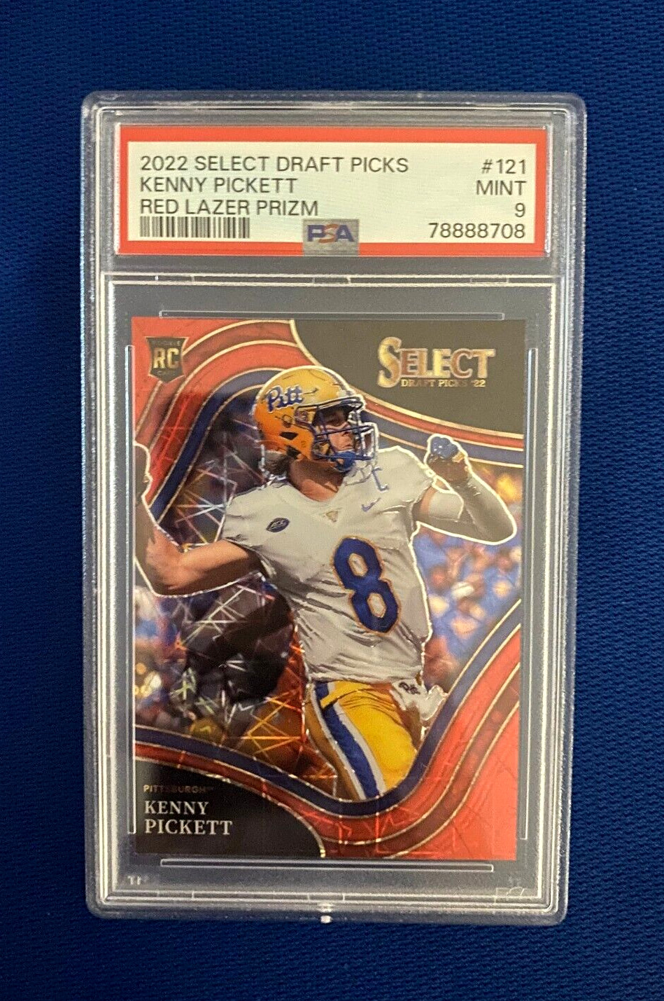 2022 SELECT DRAFT PICKS KENNY PICKETT STEELERS RED LAZER PRIZM RC CARD 121 PSA 9