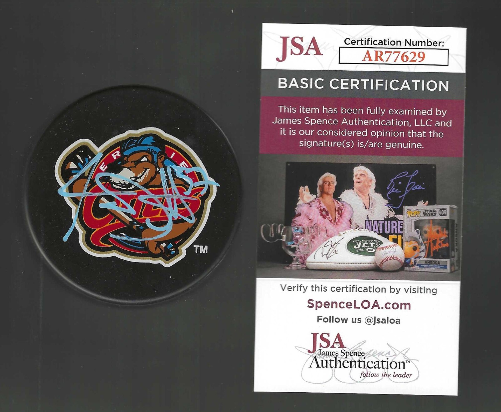 Travis Dermott Signed Erie Otters Puck Arizona Coyotes JSA COA