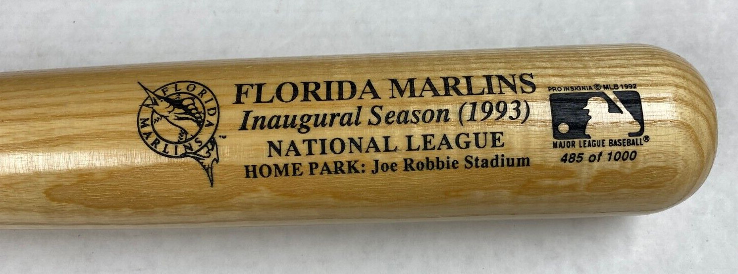 1993 FLORIDA MARLINS INAUGURAL SEASON N.L. HOME PARK JOE ROBBIE BAT WORTH /LE COLLECTIBLE MEMORABILIA