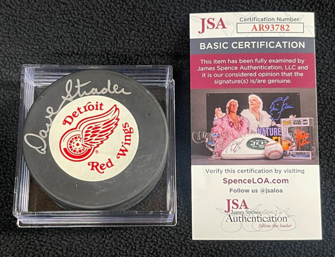Dave Strader Signed Detroit Red Wings Souvenir Puck JSA COA