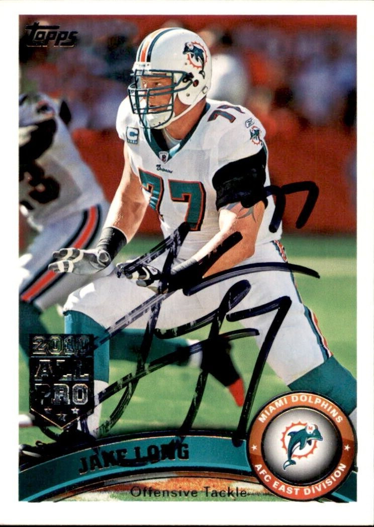 Jake Long Signed 2011 Topps 2010 All Pro Card #24 Miami Dolphins