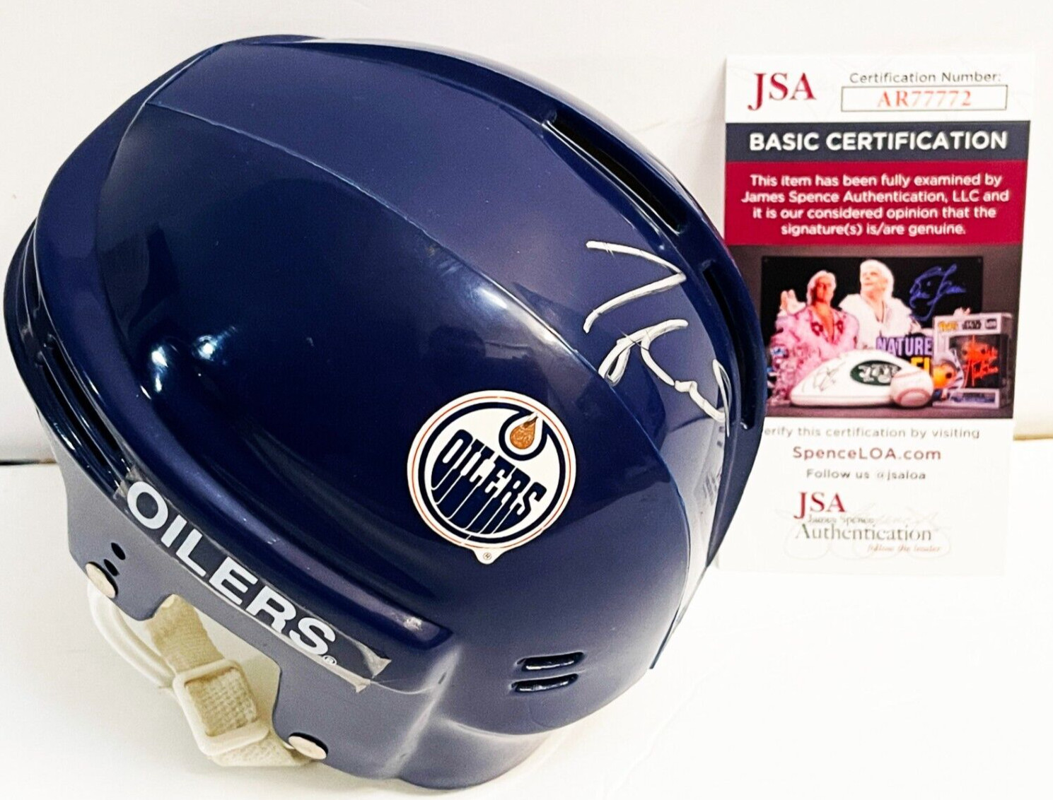 Taylor Hall Signed Edmonton Oilers Mini Helmet JSA COA