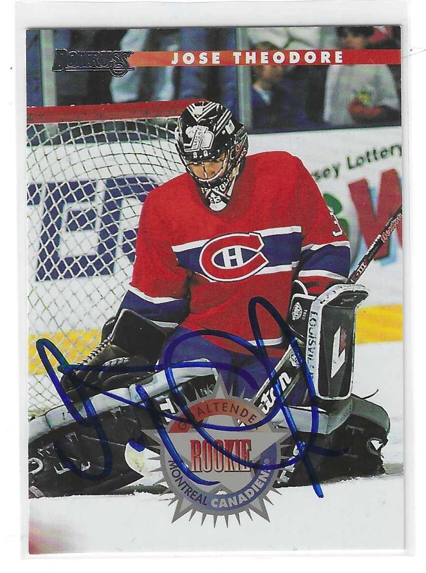 Jose Theodore Signed 1996/97 Donruss Card #227 Montreal Canadiens