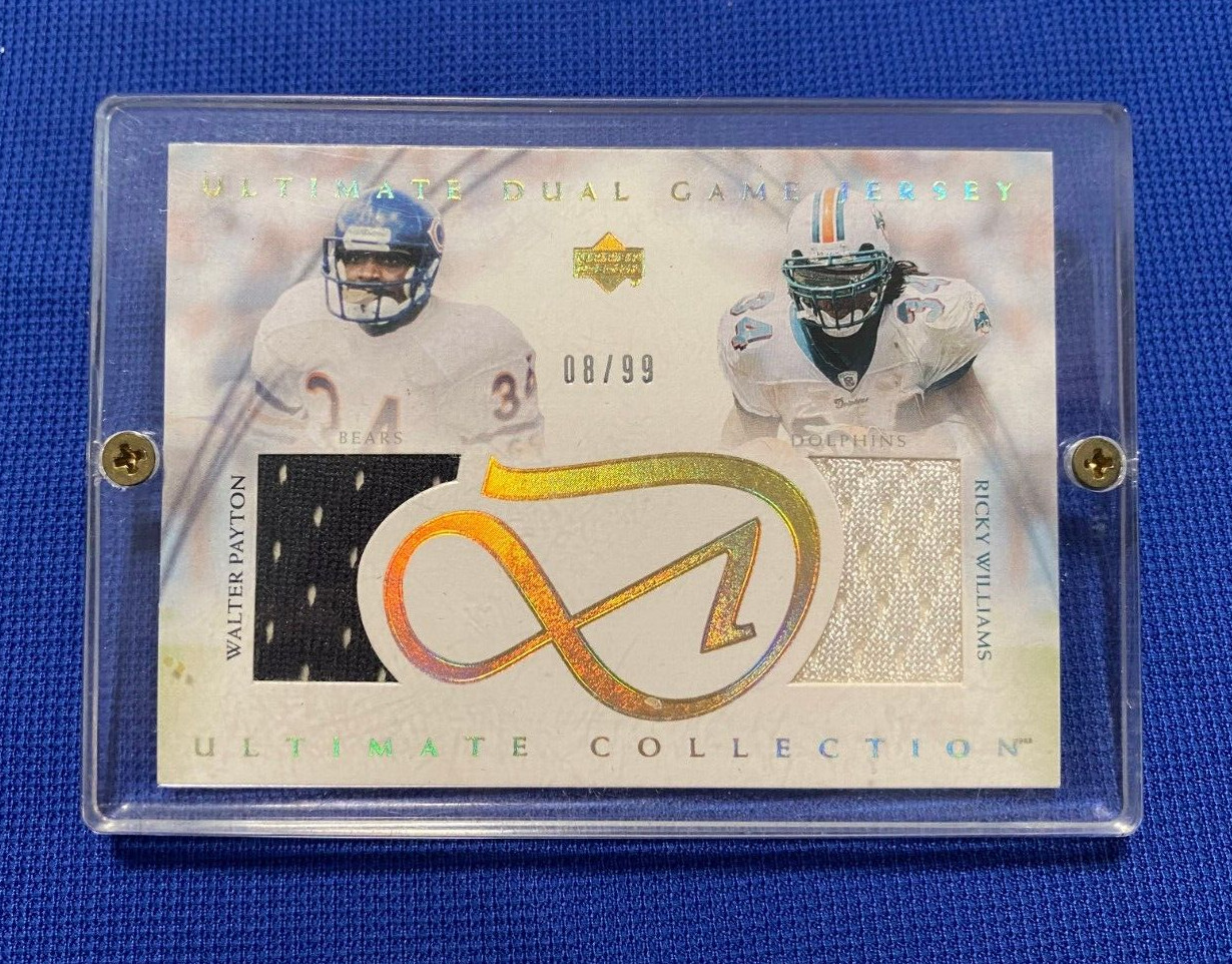 2003 UPPER DECK ULTIMATE COLLECTION WALTER PAYTON RICKY WILLIAMS DUAL JERSEY /99