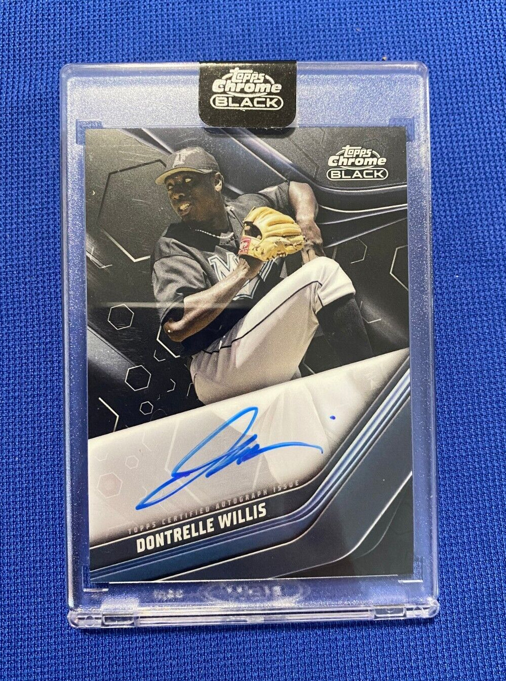 2023 TOPPS CHROME BLACK DONTRELLE WILLIS MARLINS AUTO AUTOGRAPHED CARD #CBA-DWIL