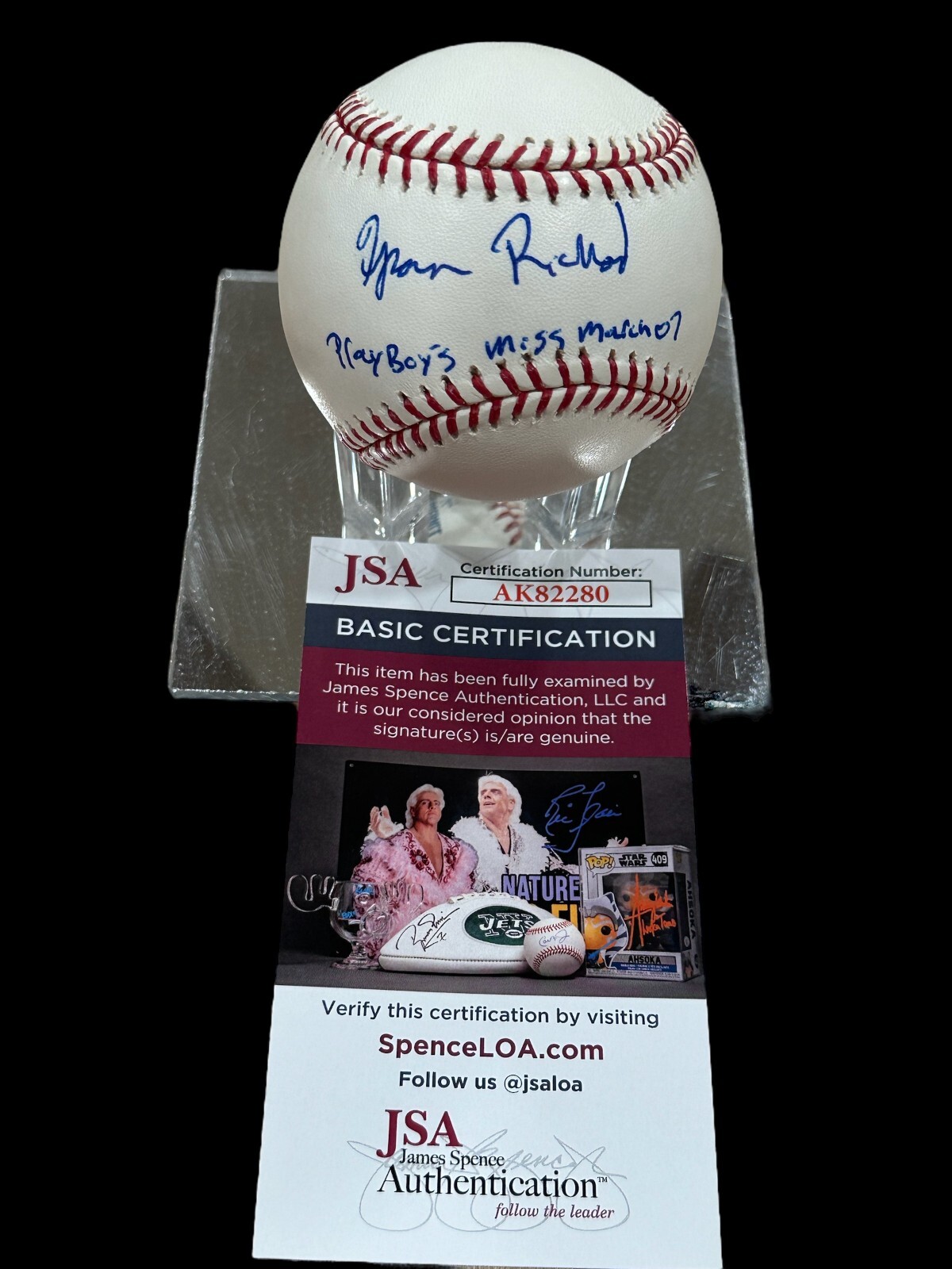 Tyran Richard Playboy Playmate Miss March 2007 Signed Autograph Baseball JSA