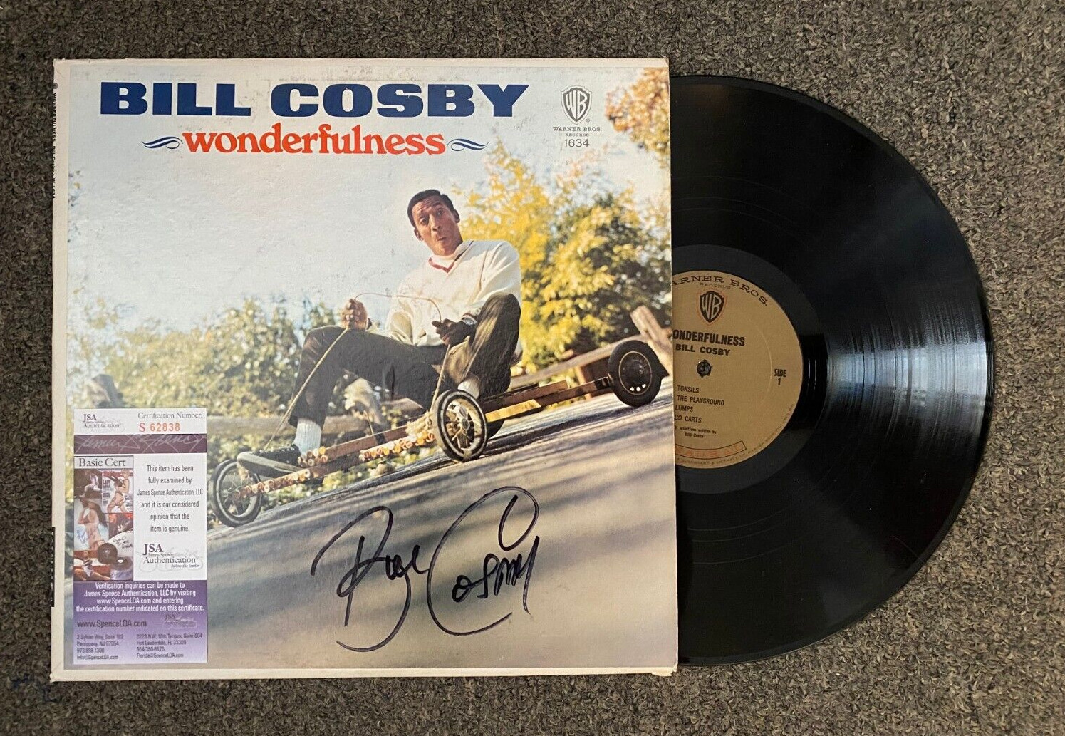 BILL COSBY WONDERFULNESS SIGNED AUTOGRAPHED VINYL ALBUM JSA AUTHENTICATED