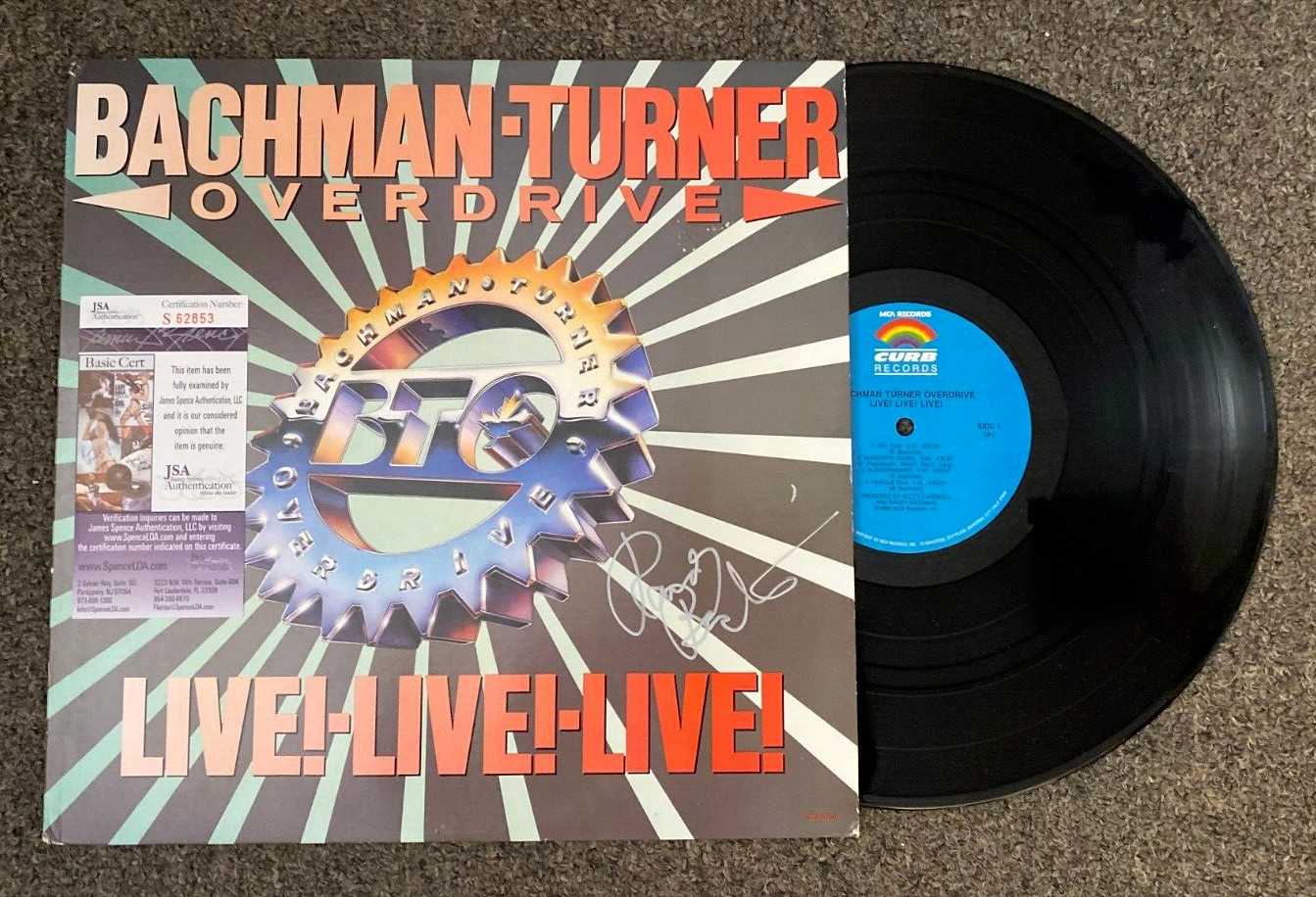 RANDY BACHMAN LIVE-LIVE-LIVE SIGNED BACHMAN-TURNER OVERDRIVE ALBUM COVER JSA