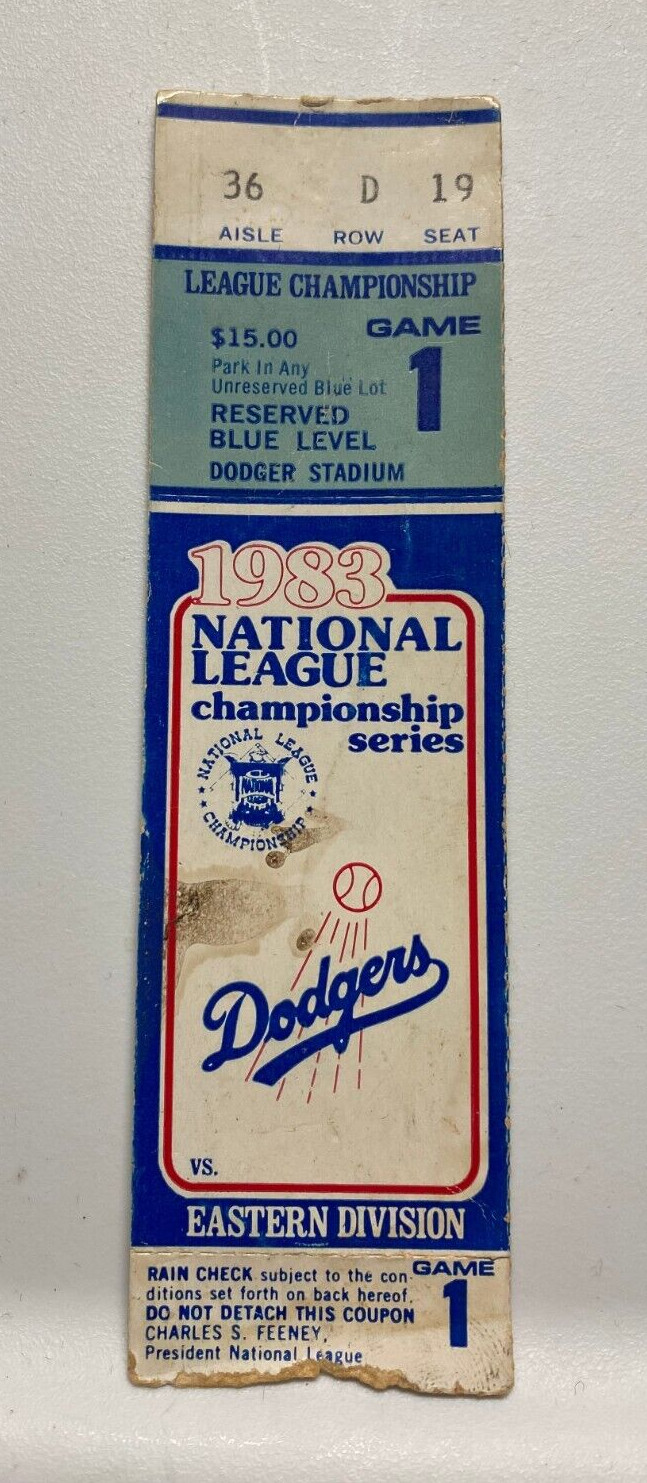 1983 NATIONAL LEAGUE CHAMPIONSHIP SERIES LOS ANGELES DODGERS GAME 1 TICKET