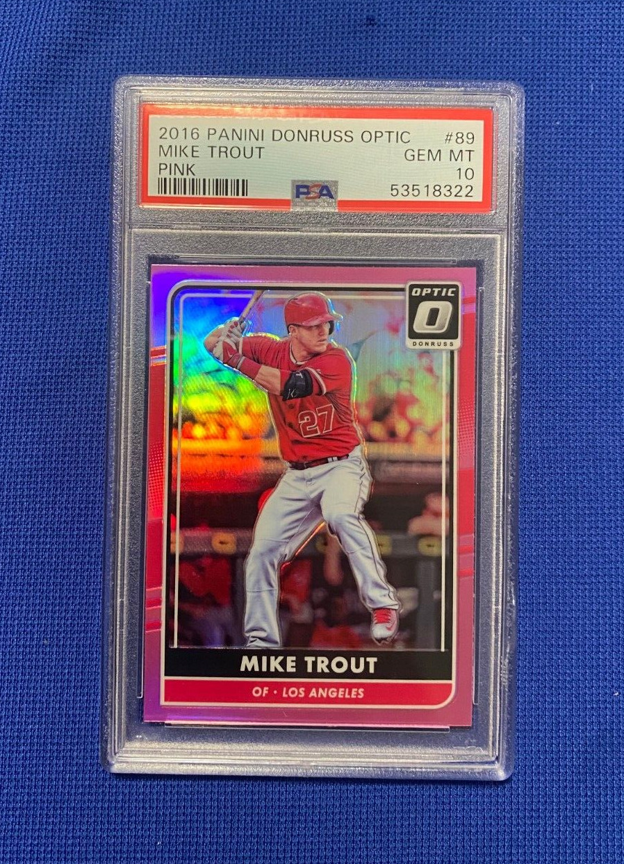2016 PANINI DONRUSS OPTIC MIKE TROUT ANGELS PINK REFRACTOR PSA 10 GEM MINT