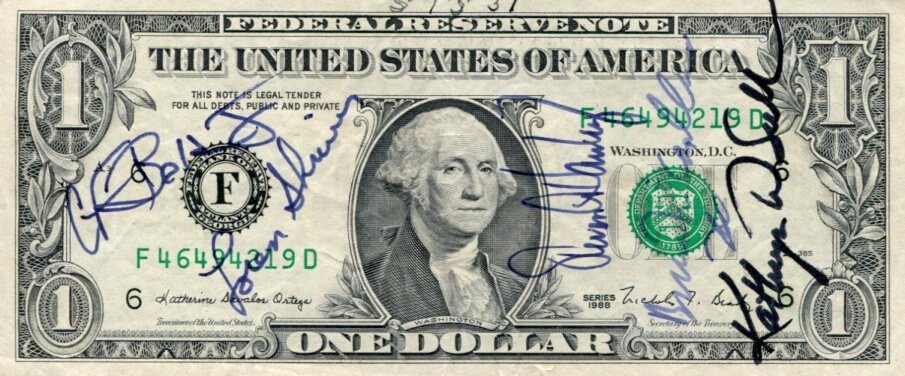 Bruce McCandless Charles Bolden NASA Astronaut STS-31 Signed Autograph $1 Bill