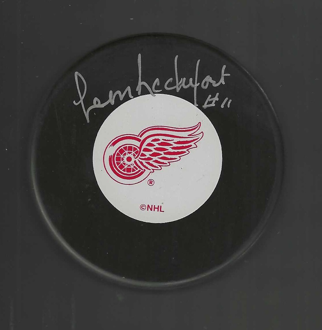 Leon Rochefort Signed Detroit Red Wings Puck