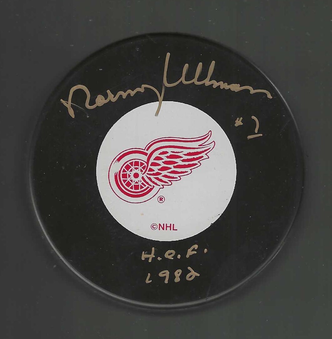 Norm Ullman Signed & Inscribed Detroit Red Wings Puck