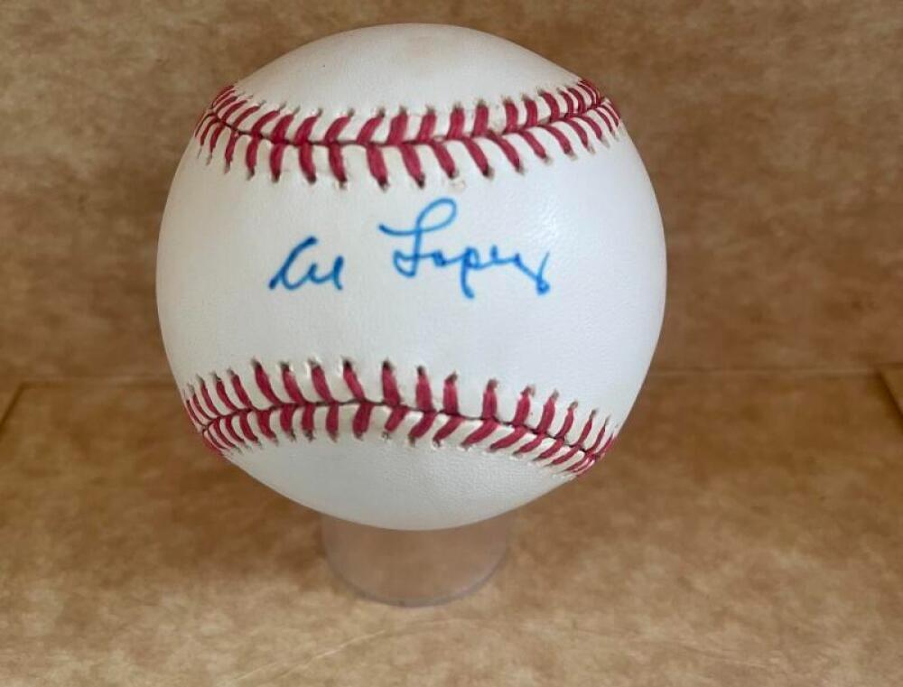 AL LOPEZ WHITE SOX SIGNED VINTAGE A.L. BASEBALL JSA AUTH