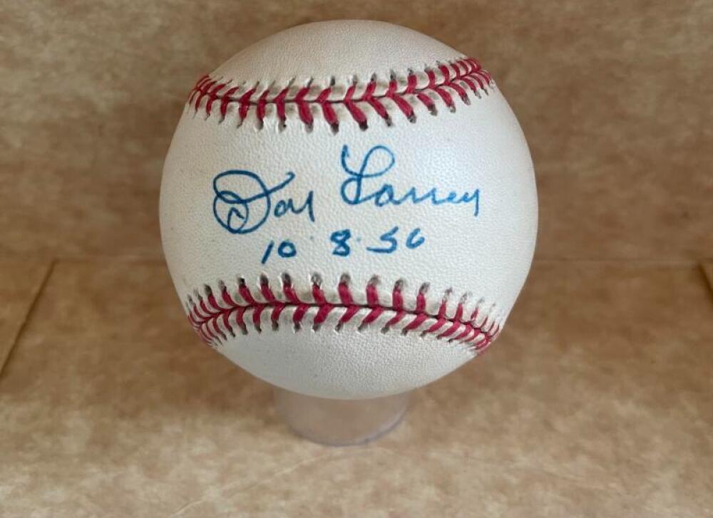 DON LARSEN YANKEES 10-8-56 SIGNED VINTAGE A.L. BASEBALL BECKETT AUTH