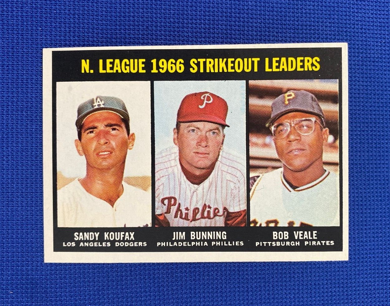1967 TOPPS NATIONAL LEAGUE 1966 STRIKEOUT LEADERS SANDY KOUFAX BUNNING VEALE 238