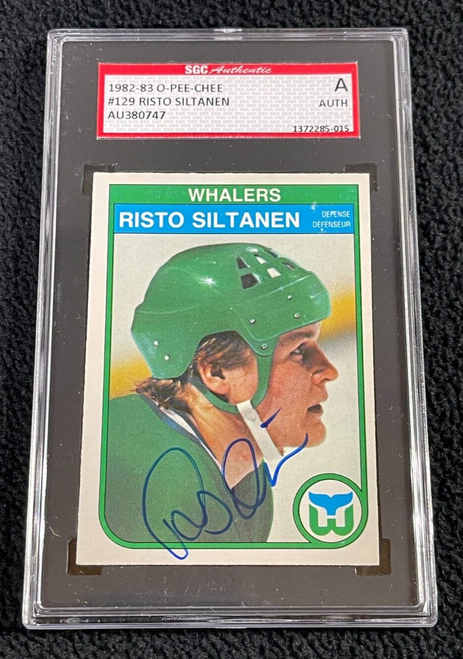 Risto Siltanen Signed 1982/83 O-Pee-Chee Card #129 SGC Certified Whalers