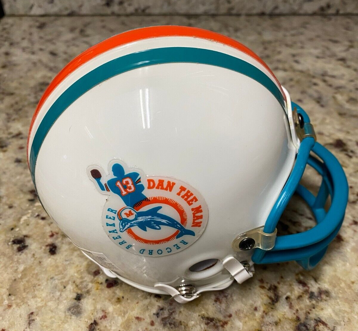DAN MARINO DAN THE MAN RECORD BREAKER MIAMI DOLPHINS MINI HELMET RARE COLLECTIBLE MEMORABILIA
