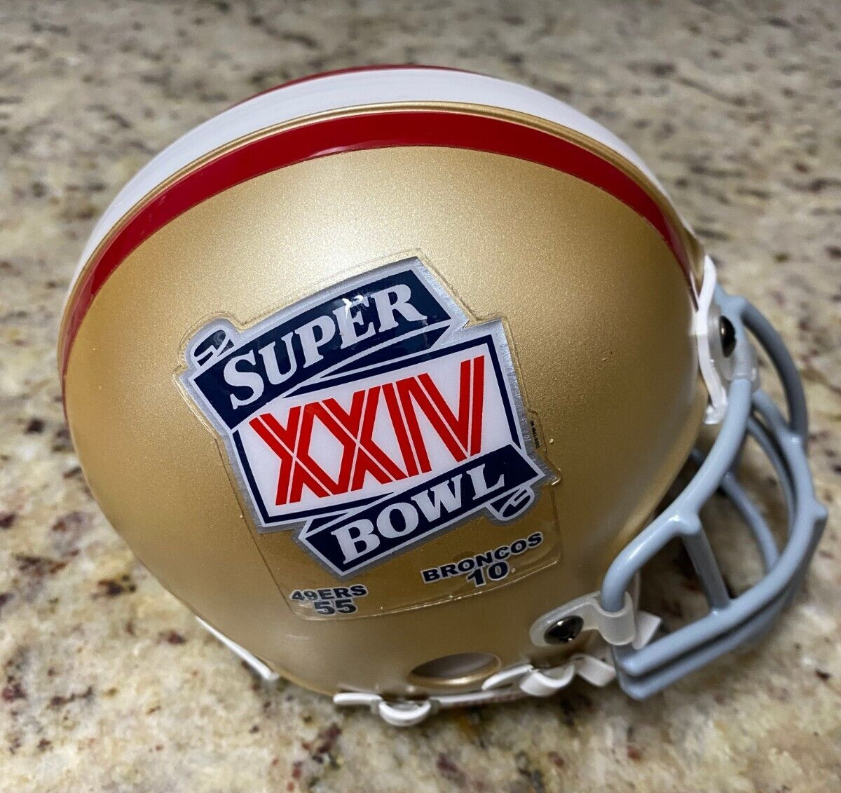 NFL SUPER BOWL XXIV 49ERS 55 BRONCOS 10 RIDDELL MINI HELMET UNSIGNED RARE