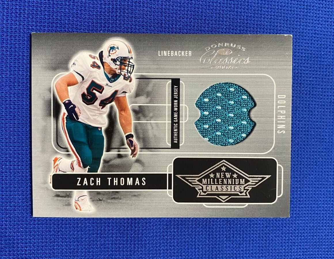 2002 DONRUSS CLASSICS ZACH THOMAS MIA DOLPHINS NEW MILLENNIUM JERSEY CARD /400