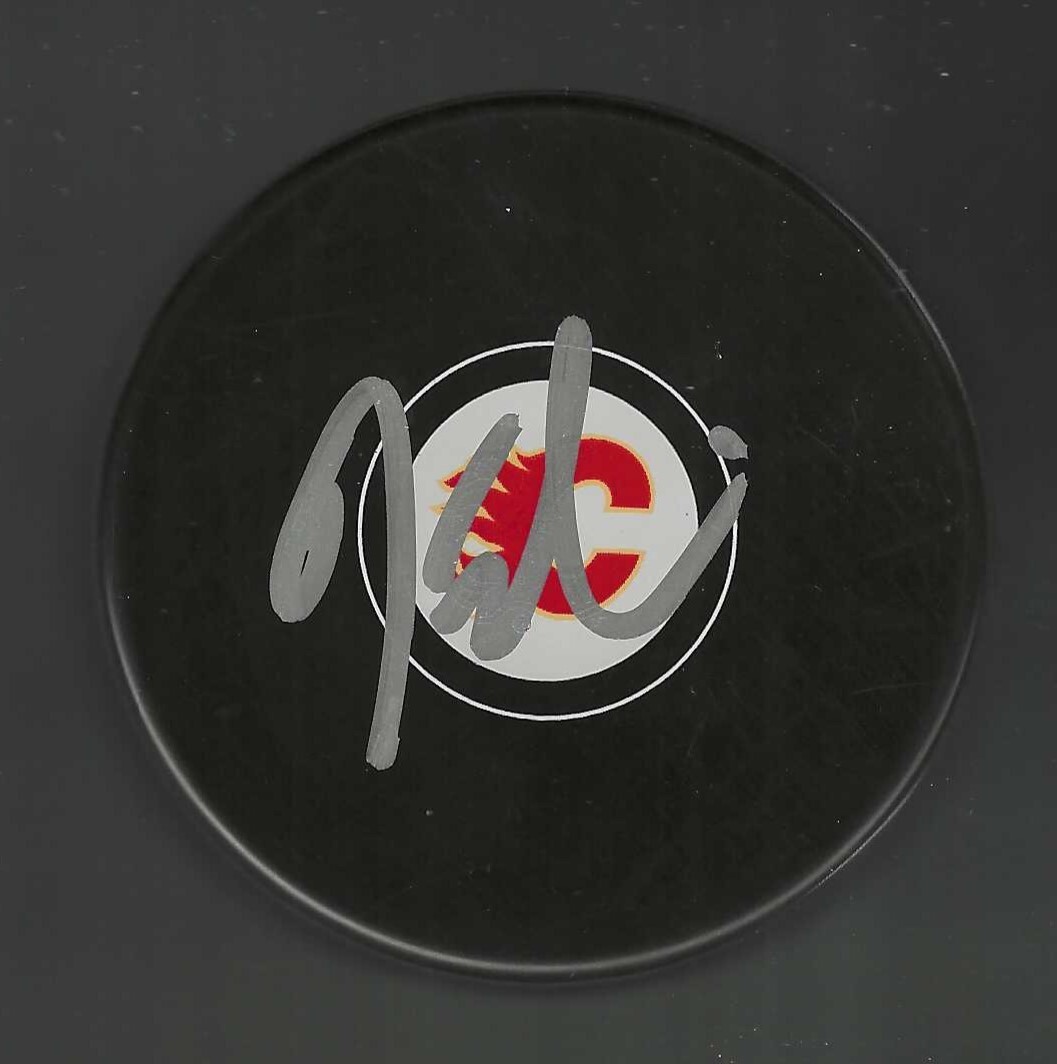 Ken Sabourin Signed Calgary Flames Puck