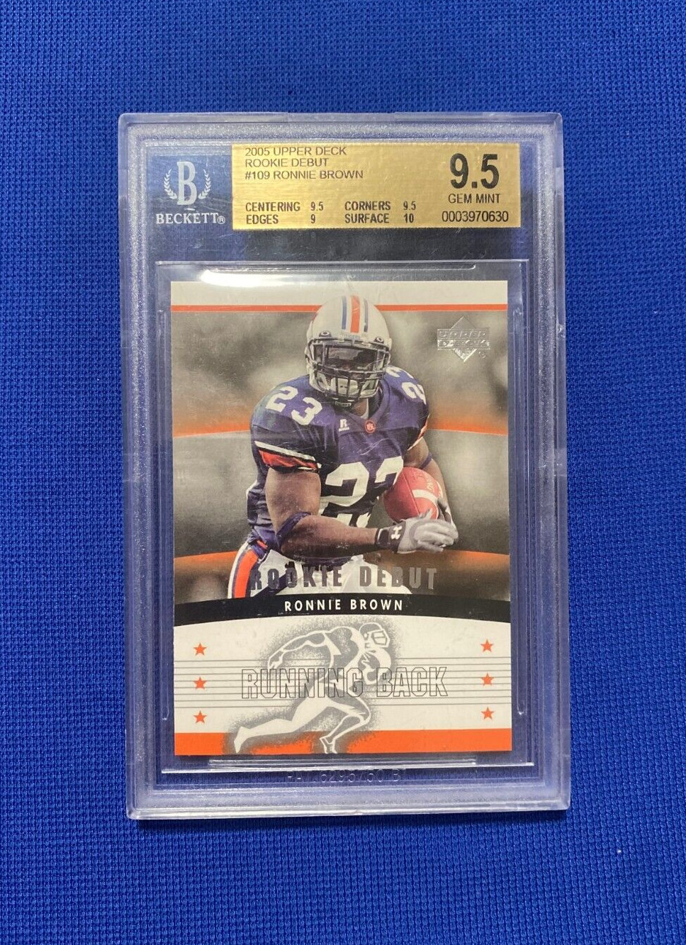2005 UPPER DECK ROOKIE DEBUT RONNIE BROWN AUBURN RC CARD #109 BGS 9.5 GEM MINT