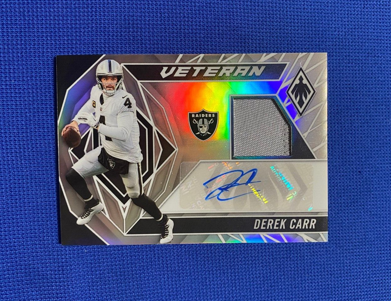 2022 PANINI PHOENIX DEREK CARR OAKLAND RAIDERS VETERAN SIGNED AUTO JERSEY /15