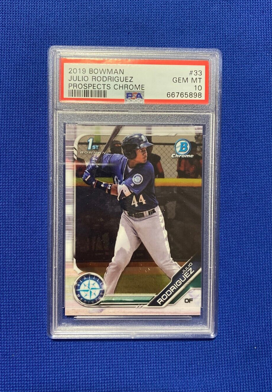 2019 BOWMAN CHROME PROSPECTS JULIO RODRIGUEZ MARINERS RC CARD 33 PSA 10 GEM MINT