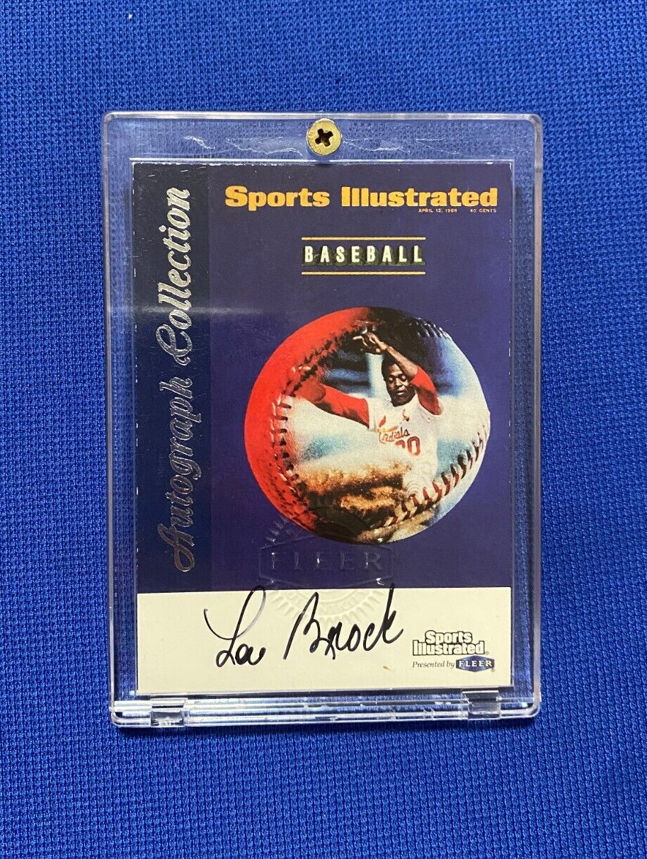 1999 FLEER SPORTS ILLUSTRATED LOU BROCK STL CARDINALS SIGNED AUTO CARD