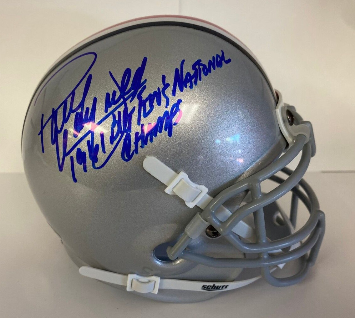 PAUL WARFIELD 1961 BIG EAST NAT CHAMPS SIGNED AUTO OHIO STATE SCHUTT MINI HELMET