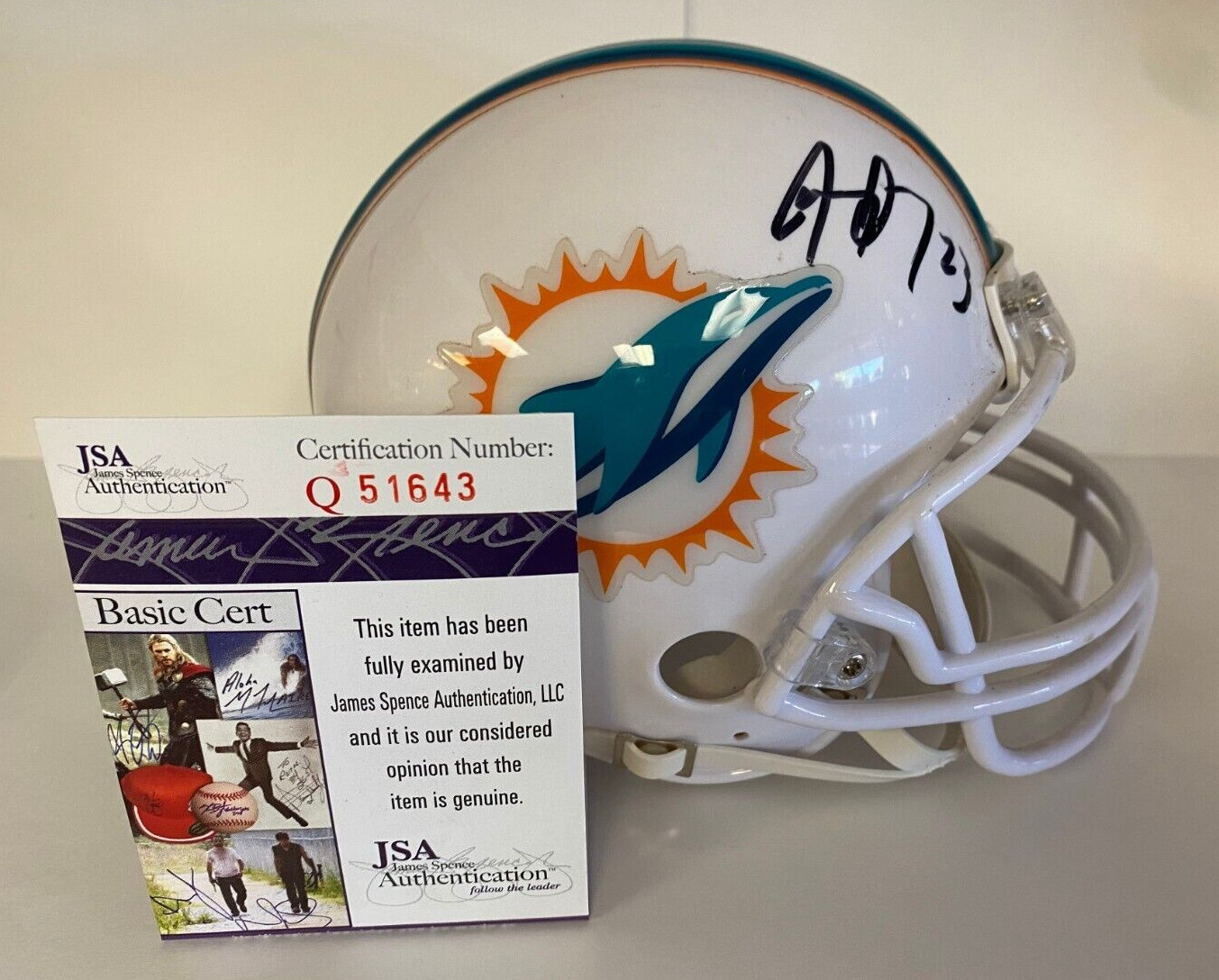 JAY AJAYI MIAMI DOLPHINS SIGNED AUTOGRAPHED RIDDELL MINI HELMET JSA Q516434