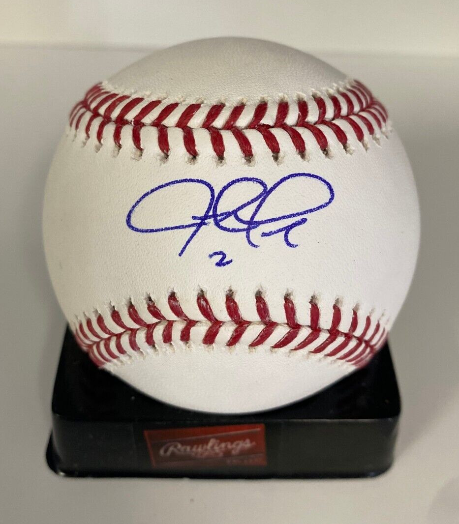 JUSTIN TURNER BLUE JAYS/RED SOX SIGNED AUTOGRAPHED M.L. BASEBALL BECKETT G
