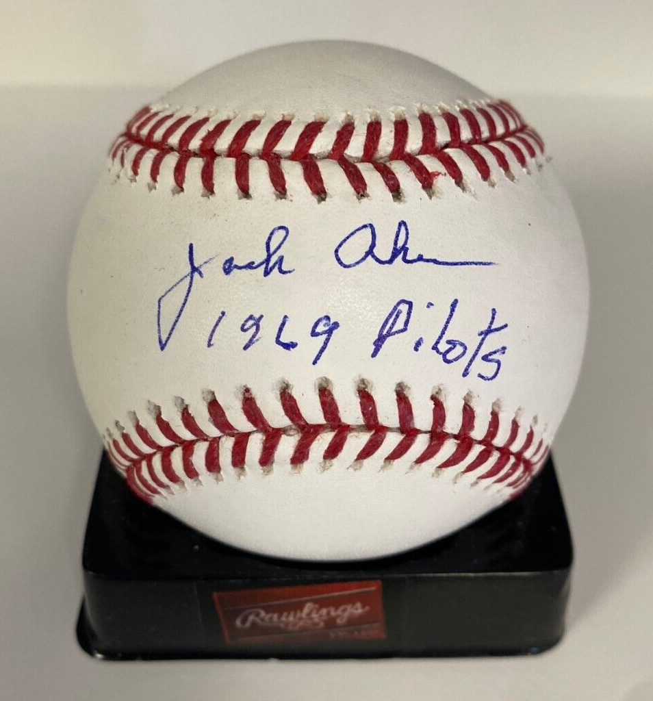 JACK AKER 1969 PILOTS SIGNED AUTOGRAPHED M.L. BASEBALL BECKETT AUTHENTICATED ***