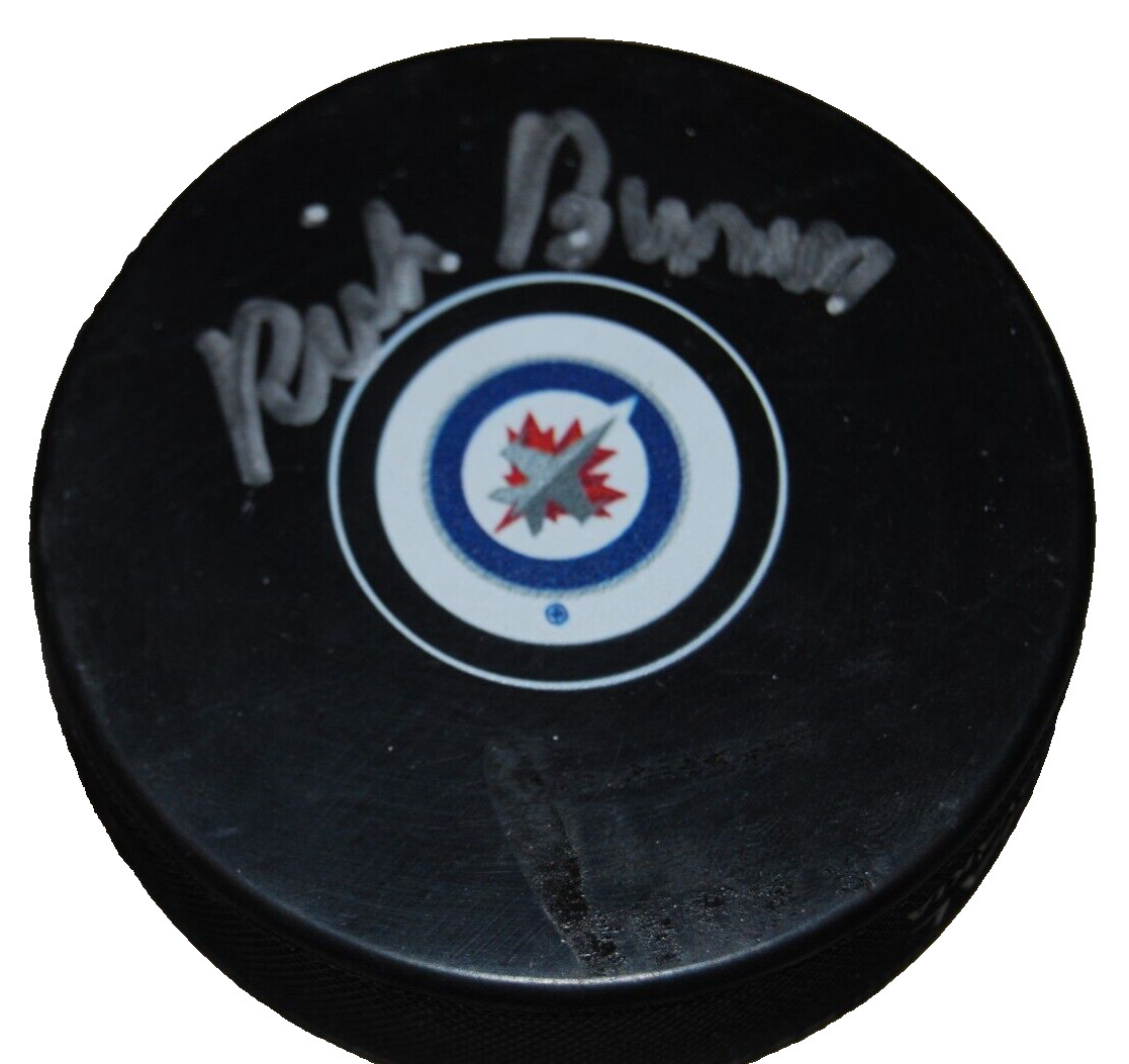 RICK BOWNESS signed (WINNIPEG JETS) autographed hockey puck BECKETT BAS BJ54499