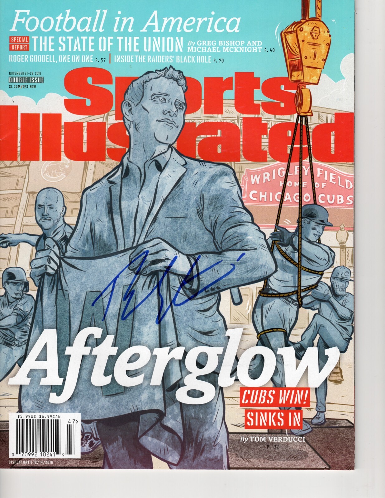 CHICAGO CUBS THEO EPSTEIN SIGNED SPORTS ILLUSTRATED 2A