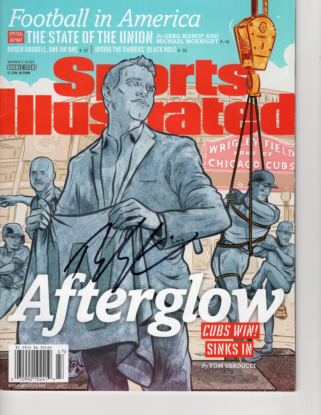CHICAGO CUBS THEO EPSTEIN SIGNED SPORTS ILLUSTRATED 3B