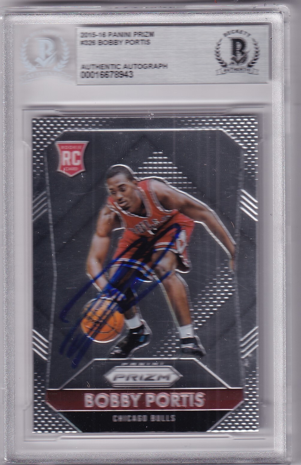 BOBBY PORTIS signed (2015-16 PANNINI PRIZM) #326 RC Bucks BULLS card BECKETT BAS