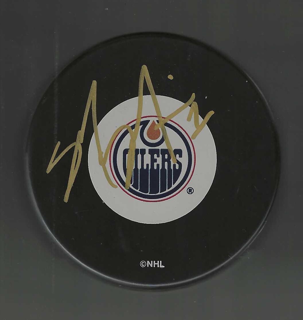 Mike Morrison Signed Edmonton Oilers Puck