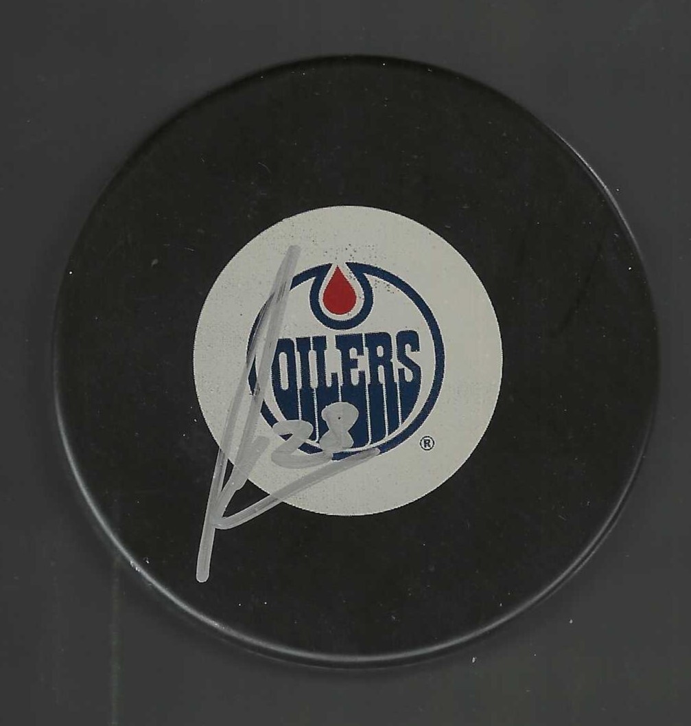 Martin Marincin Signed Edmonton Oilers Large Logo Puck