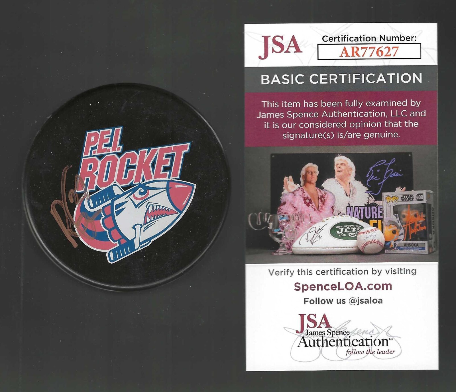 Ryan Graves Signed P.E.I. Rocket Puck Pittsburgh Penguins JSA COA